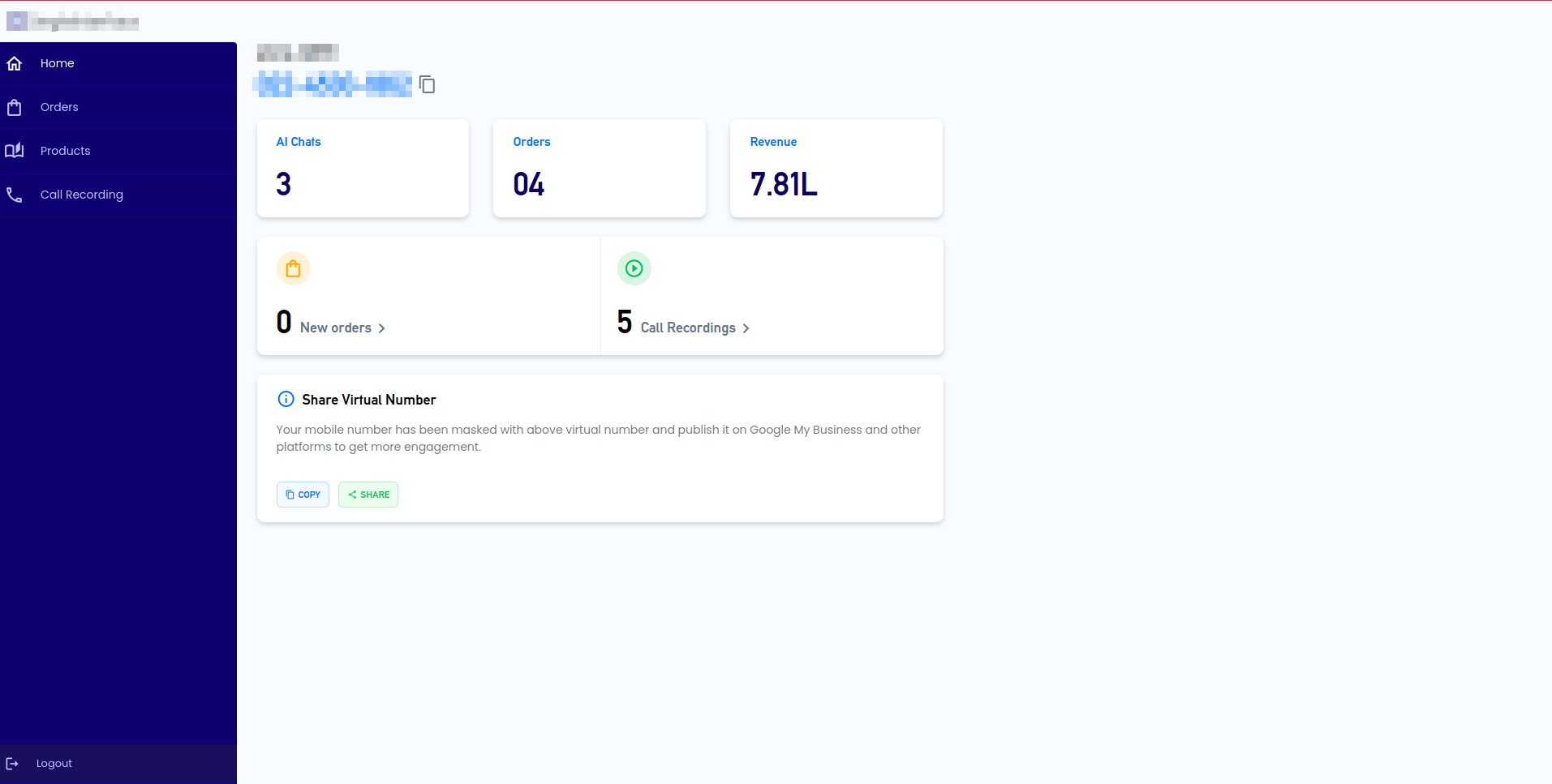 CallerApp CRM Dashboard